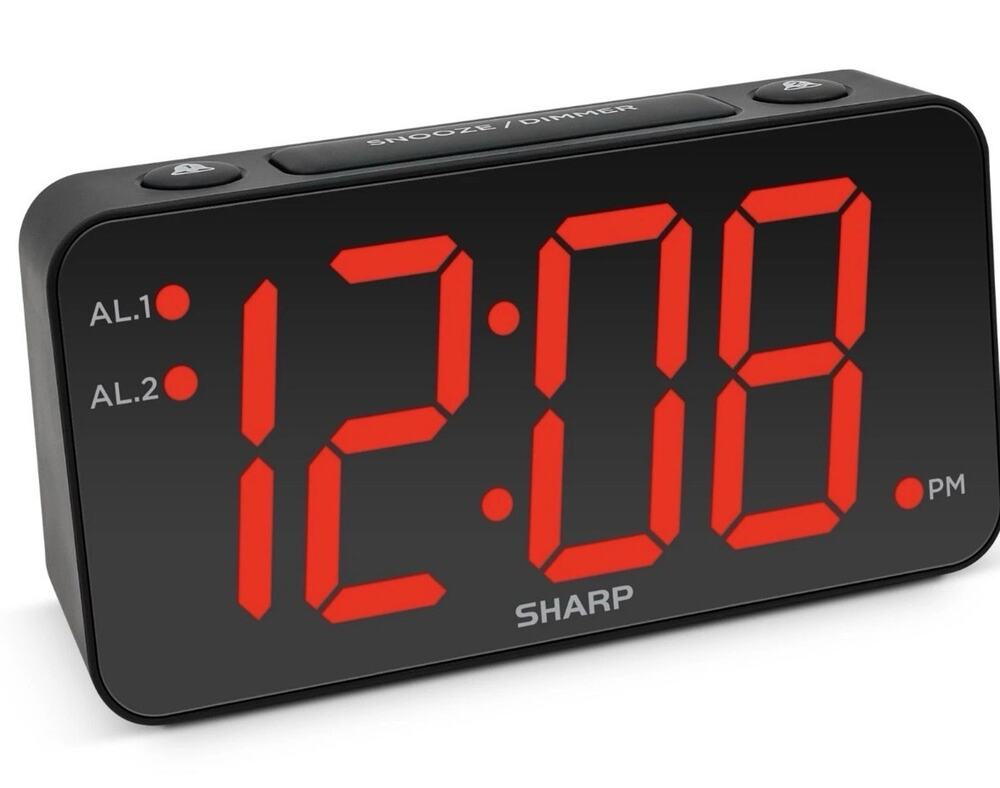 Sharp Digital Alarm Clock with Jumbo Numbers, Easy to See Large 3” Numbers New